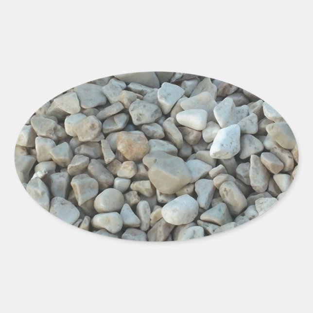 Pebbles on Beach Stone Photography Oval Sticker (Front)