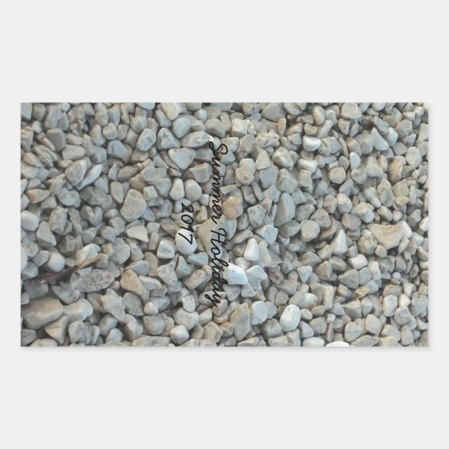 Pebbles on Beach Stone Photography Rectangular Sticker (Front)