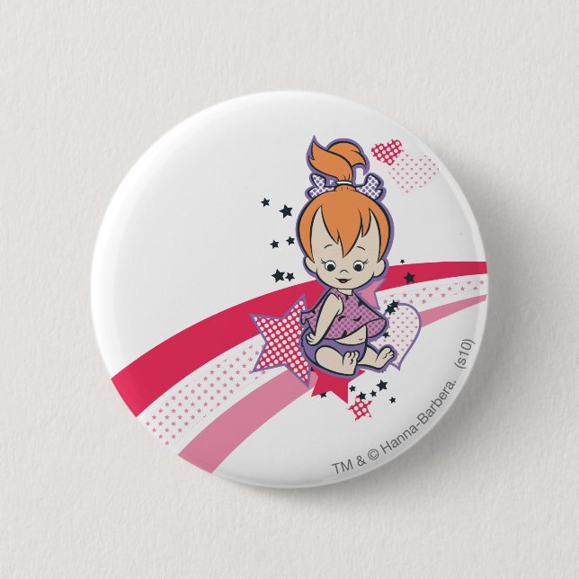 PEBBLES™ on Pink Rainbow 6 Cm Round Badge (Front)