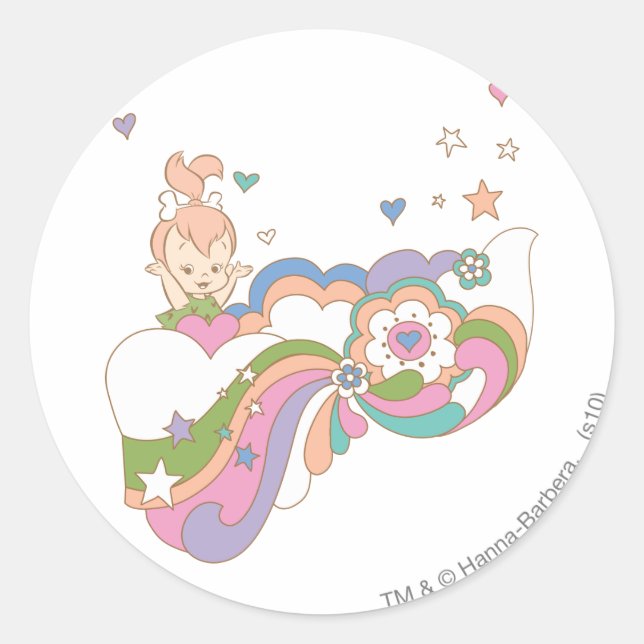 PEBBLES™ Rainbow Cloud Classic Round Sticker (Front)