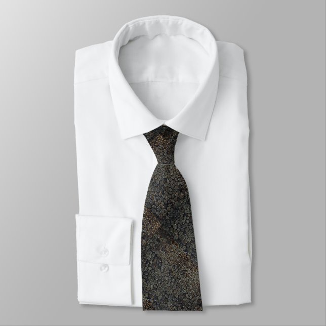Pebbles Stones Rocks Dark Tone Tie (Tied)