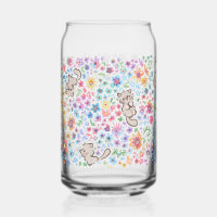 Pebble's Whimsical Garden Grey Cat & Bright Floral