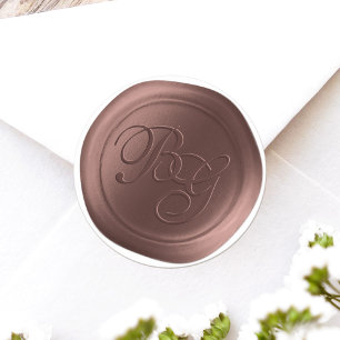Pecan Brown Double Monogram Wax Seal Stickers