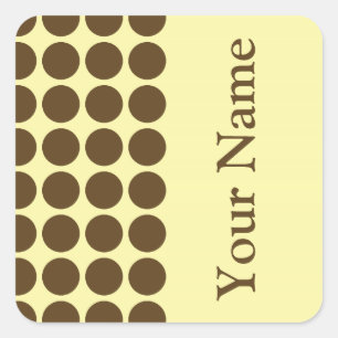 Pecan Cream Neutral Dots with name text Square Sticker