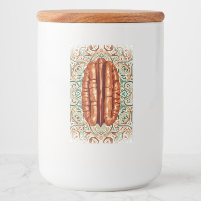 Pecan Nut, Sticker for Food Container by Natasha U (Front)