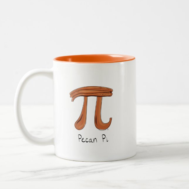 Pecan Pi Symbol Cute Math Teacher Gift Two-Tone Coffee Mug (Left)