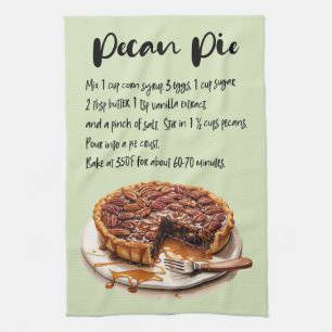 Pecan Pie Baking Recipe Tea Towel