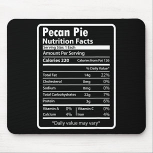 Pecan Pie Funny Nutrition Facts For Thanksgiving C Mouse Pad