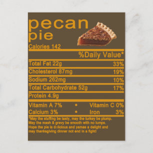 pecan pie Nutrition Facts Thanksgiving cake T-Shir Postcard