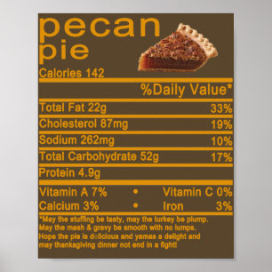 pecan pie Nutrition Facts Thanksgiving cake T-Shir Poster