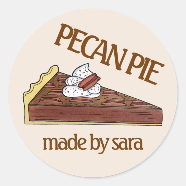 Pecan Pie Tart Southern Food Dessert Baked By Classic Round Sticker (Front)