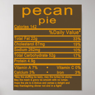 pecan pie thanksgiving Nutrition Facts T-Shirt Poster