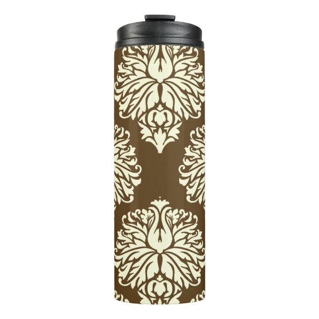 Pecan Southern Cottage Damask Thermal Tumbler (Front)