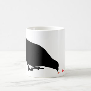 pecking order. blackbird & red hearts. coffee mug