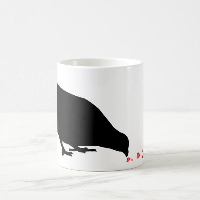 pecking order. blackbird & red hearts. coffee mug (Center)