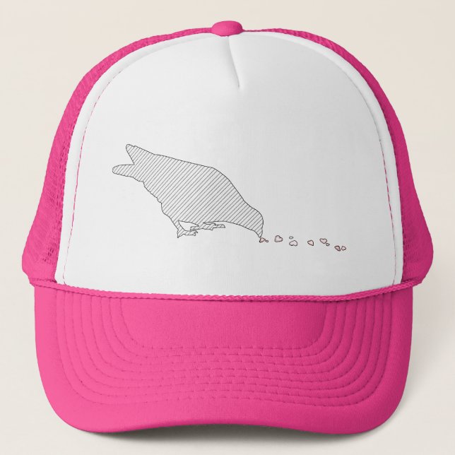pecking order. blackbird & red hearts. trucker hat (Front)