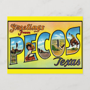 Pecos, Texas Greetings Vintage Travel Postcard