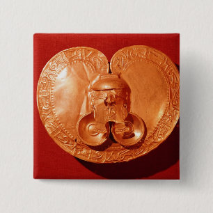 Pectoral with a human face 15 cm square badge