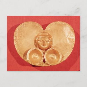Pectoral with a human face wearing earrings postcard
