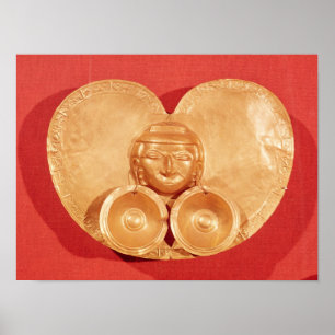 Pectoral with a human face wearing earrings poster