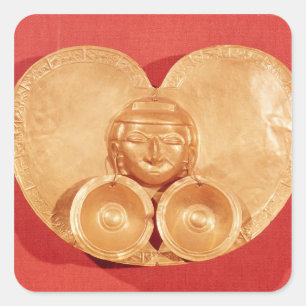 Pectoral with a human face wearing earrings square sticker