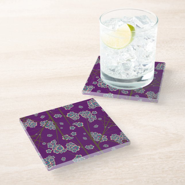 Peculiar Branches Amethyst Glass Coaster (Angled)