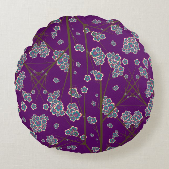 Peculiar Branches Amethyst Round Pillow (Front)