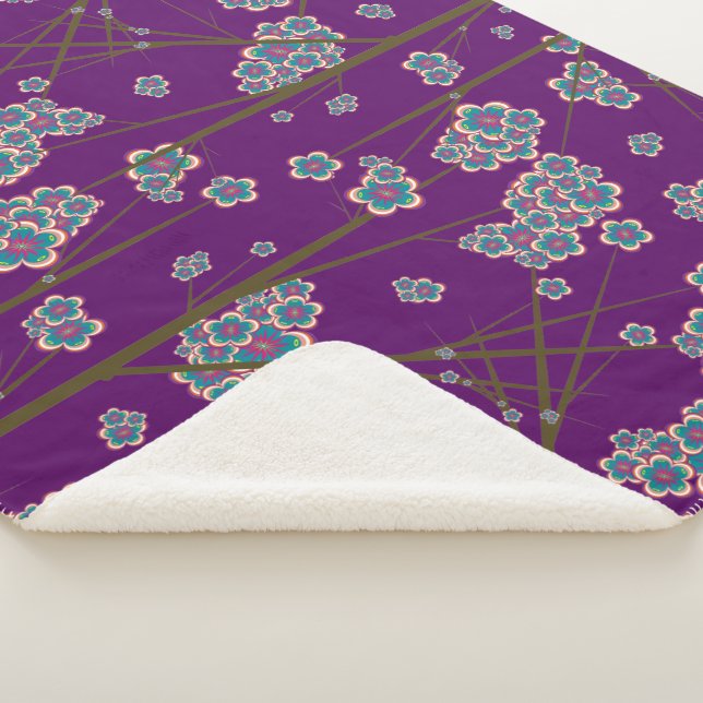 Peculiar Branches Amethyst Sherpa Blanket (3/4)
