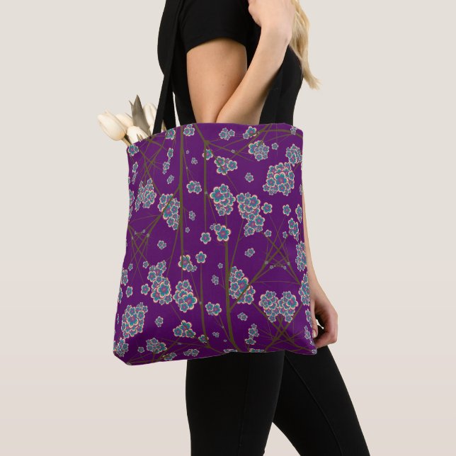 Peculiar Branches Amethyst Shoulder Tote (2 Sizes) (Close Up)