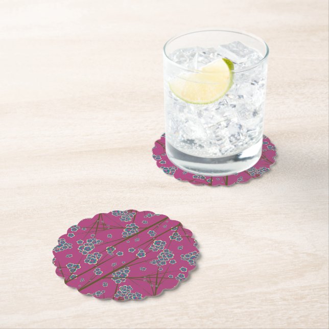 Peculiar Branches Boysenberry Paper Coasters (Insitu)