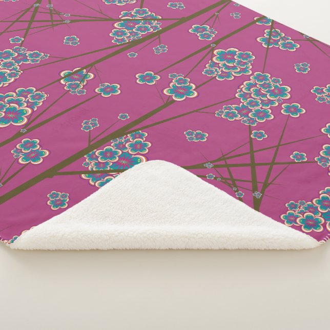 Peculiar Branches Boysenberry Sherpa Blanket (3/4)