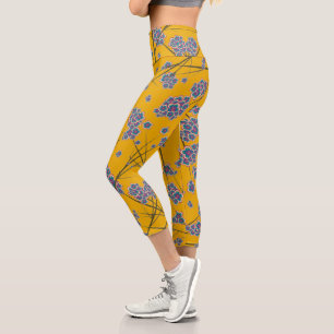 Peculiar Branches High Waisted Capri Leggings