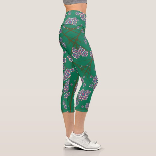 Peculiar Branches High Waisted Capri Leggings (Right)