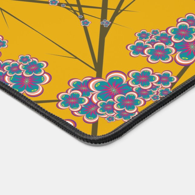 Peculiar Branches Mustard Desk Mat (Corner)