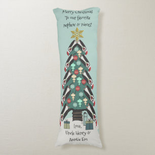 Peculiar Penguins Funny Christmas Tree Personalize Body Cushion