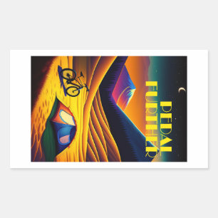 Pedal Further Bikepacking Mountains Rectangular Sticker