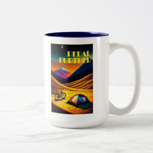 Pedal Further Bikepacking Mountains Two-Tone Coffee Mug