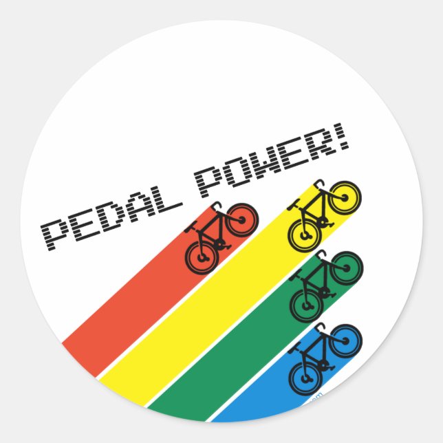 Pedal Power! Classic Round Sticker (Front)