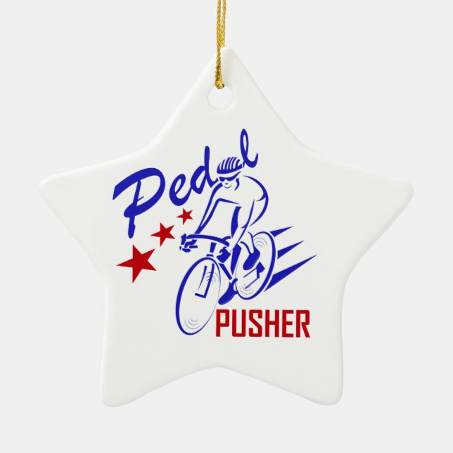 Pedal Pusher Ceramic Tree Decoration (Front)