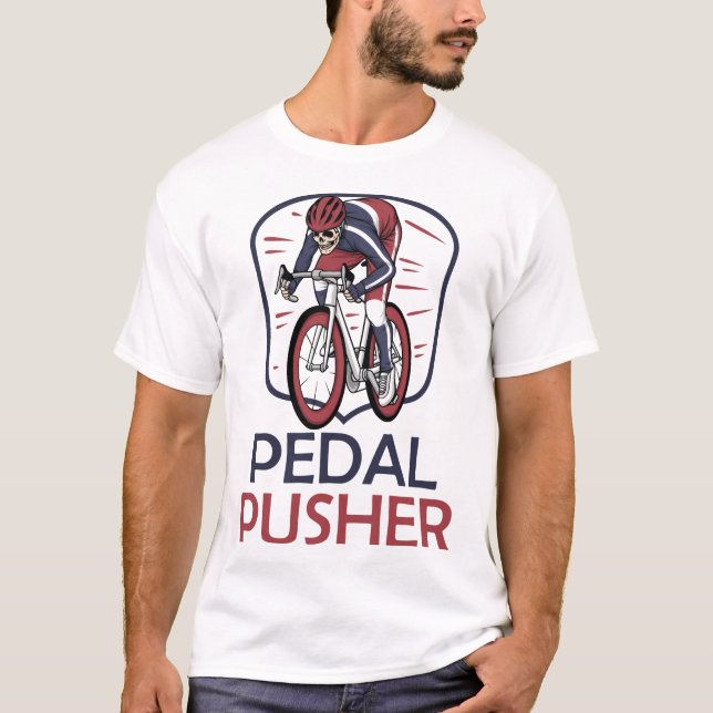Pedal Pusher  Skelton skull riding a bicycle T-Shirt (Front)