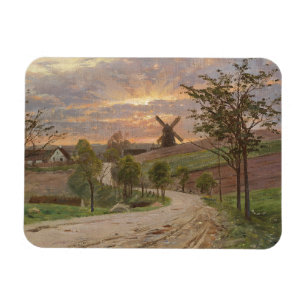 Peder Mønste-Country Road,Windmill,Sunset  Vintage Magnet