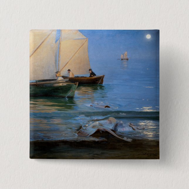 Peder Severin Kroyer - Fishing Boats 15 Cm Square Badge (Front)