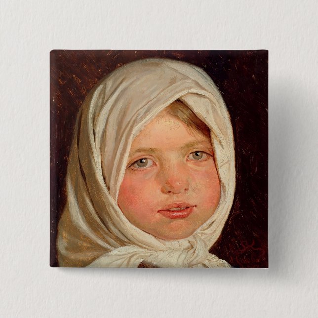 Peder Severin Kroyer - Little girl from Hornbaek 15 Cm Square Badge (Front)