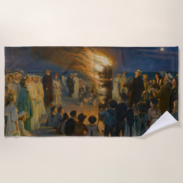 Peder Severin Kroyer - Midsummer's Eve Bonfire Beach Towel (Front)