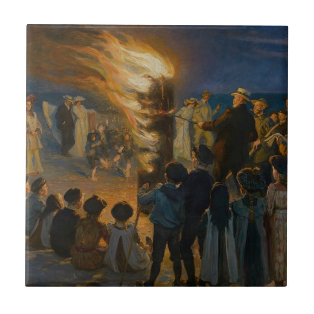 Peder Severin Kroyer - Midsummer's Eve Bonfire Ceramic Tile (Front)