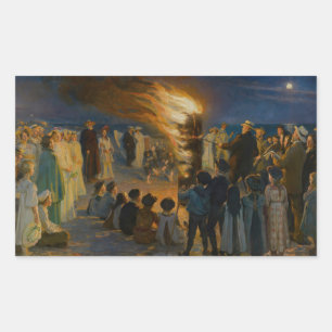 Peder Severin Kroyer - Midsummer's Eve Bonfire Rectangular Sticker
