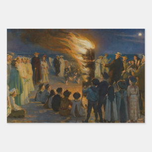 Peder Severin Kroyer - Midsummer's Eve Bonfire Wrapping Paper Sheet
