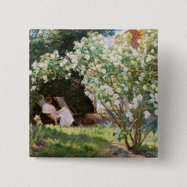 Peder Severin Kroyer - Roses 15 Cm Square Badge (Front)