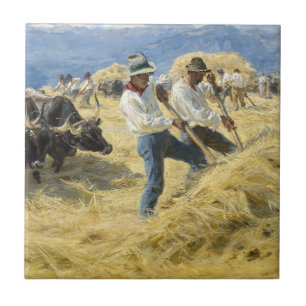Peder Severin Kroyer - Threshing in the Abruzzi Ceramic Tile