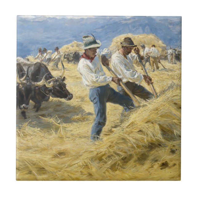 Peder Severin Kroyer - Threshing in the Abruzzi Ceramic Tile (Front)